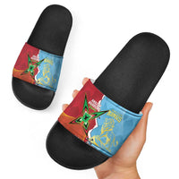 Saint Lucia and Guyana Cricket Personalized Slide Sandals Kings Amazon Warriors Together - Wonder Print Shop