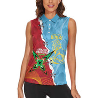 Saint Lucia and Guyana Cricket Personalized Women Sleeveless Polo Shirt Kings Amazon Warriors Together - Wonder Print Shop