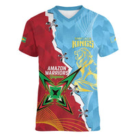 Saint Lucia and Guyana Cricket Personalized Women V-Neck T-Shirt Kings Amazon Warriors Together - Wonder Print Shop