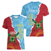 Saint Lucia and Guyana Cricket Personalized Women V-Neck T-Shirt Kings Amazon Warriors Together - Wonder Print Shop