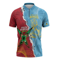 Saint Lucia and Guyana Cricket Personalized Zipper Polo Shirt Kings Amazon Warriors Together - Wonder Print Shop