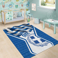 Greece Ohi Day Area Rug Hellas Coat Of Arms Greek Pattern - Wonder Print Shop