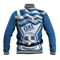 Greece Ohi Day Baseball Jacket Hellas Coat Of Arms Greek Pattern - Wonder Print Shop