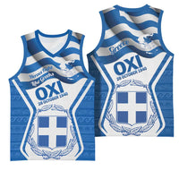 Greece Ohi Day Basketball Jersey Hellas Coat Of Arms Greek Pattern - Wonder Print Shop