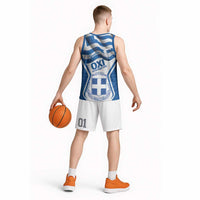 Greece Ohi Day Basketball Jersey Hellas Coat Of Arms Greek Pattern - Wonder Print Shop
