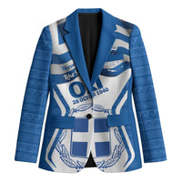 Greece Ohi Day Blazer Hellas Coat Of Arms Greek Pattern - Wonder Print Shop