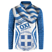 Greece Ohi Day Button Sweatshirt Hellas Coat Of Arms Greek Pattern - Wonder Print Shop