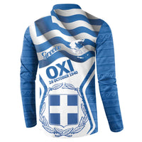 Greece Ohi Day Button Sweatshirt Hellas Coat Of Arms Greek Pattern - Wonder Print Shop