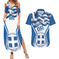 Greece Ohi Day Couples Matching Summer Maxi Dress and Hawaiian Shirt Hellas Coat Of Arms Greek Pattern - Wonder Print Shop