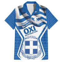 Greece Ohi Day Family Matching Long Sleeve Bodycon Dress and Hawaiian Shirt Hellas Coat Of Arms Greek Pattern - Wonder Print Shop