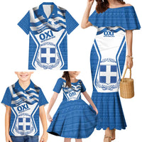 Greece Ohi Day Family Matching Mermaid Dress and Hawaiian Shirt Hellas Coat Of Arms Greek Pattern - Wonder Print Shop