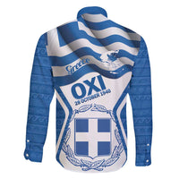 Greece Ohi Day Family Matching Short Sleeve Bodycon Dress and Hawaiian Shirt Hellas Coat Of Arms Greek Pattern - Wonder Print Shop