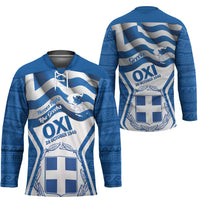 Greece Ohi Day Hockey Jersey Hellas Coat Of Arms Greek Pattern - Wonder Print Shop