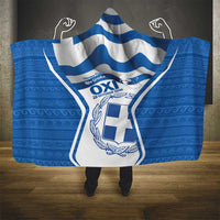Greece Ohi Day Hooded Blanket Hellas Coat Of Arms Greek Pattern - Wonder Print Shop