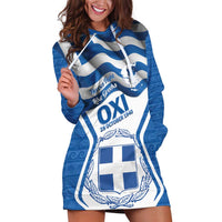 Greece Ohi Day Hoodie Dress Hellas Coat Of Arms Greek Pattern - Wonder Print Shop
