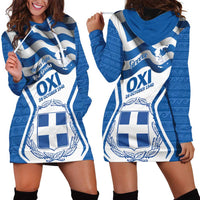 Greece Ohi Day Hoodie Dress Hellas Coat Of Arms Greek Pattern - Wonder Print Shop