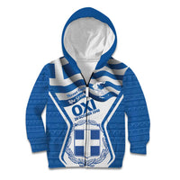 Greece Ohi Day Kid Hoodie Hellas Coat Of Arms Greek Pattern - Wonder Print Shop