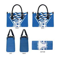 Greece Ohi Day Leather Bag Hellas Coat Of Arms Greek Pattern - Wonder Print Shop