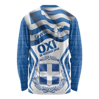Greece Ohi Day Long Sleeve Shirt Hellas Coat Of Arms Greek Pattern - Wonder Print Shop