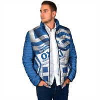 Greece Ohi Day Padded Jacket Hellas Coat Of Arms Greek Pattern - Wonder Print Shop