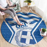 Greece Ohi Day Round Carpet Hellas Coat Of Arms Greek Pattern - Wonder Print Shop