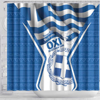 Greece Ohi Day Shower Curtain Hellas Coat Of Arms Greek Pattern - Wonder Print Shop