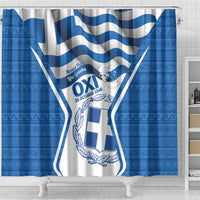Greece Ohi Day Shower Curtain Hellas Coat Of Arms Greek Pattern - Wonder Print Shop