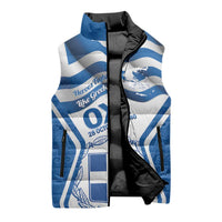 Greece Ohi Day Sleeveless Puffer Jacket Hellas Coat Of Arms Greek Pattern - Wonder Print Shop