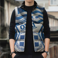 Greece Ohi Day Sleeveless Puffer Jacket Hellas Coat Of Arms Greek Pattern - Wonder Print Shop
