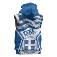 Greece Ohi Day Sleeveless Zip Hoodie Hellas Coat Of Arms Greek Pattern - Wonder Print Shop