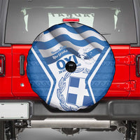Greece Ohi Day Spare Tire Cover Hellas Coat Of Arms Greek Pattern - Wonder Print Shop
