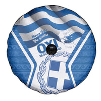 Greece Ohi Day Spare Tire Cover Hellas Coat Of Arms Greek Pattern - Wonder Print Shop