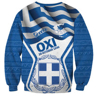 Greece Ohi Day Sweatshirt Hellas Coat Of Arms Greek Pattern - Wonder Print Shop