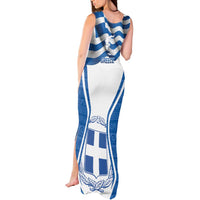 Greece Ohi Day Tank Maxi Dress Hellas Coat Of Arms Greek Pattern - Wonder Print Shop