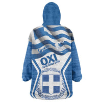 Greece Ohi Day Wearable Blanket Hoodie Hellas Coat Of Arms Greek Pattern - Wonder Print Shop