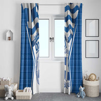 Greece Ohi Day Window Curtain Hellas Coat Of Arms Greek Pattern - Wonder Print Shop