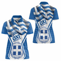 Greece Ohi Day Women Polo Shirt Hellas Coat Of Arms Greek Pattern - Wonder Print Shop