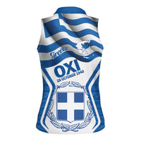 Greece Ohi Day Women Sleeveless Polo Shirt Hellas Coat Of Arms Greek Pattern - Wonder Print Shop