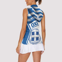 Greece Ohi Day Women Sleeveless Polo Shirt Hellas Coat Of Arms Greek Pattern - Wonder Print Shop