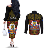 personalised-romania-great-union-day-couples-matching-off-the-shoulder-long-sleeve-dress-and-long-sleeve-button-shirt-ziua-marii-uniri-105th-anniversary