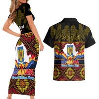 Personalised Romania Great Union Day Couples Matching Short Sleeve Bodycon Dress and Hawaiian Shirt Ziua Marii Uniri 105th Anniversary - Wonder Print Shop