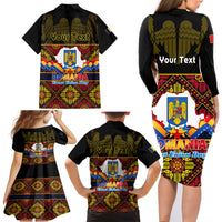 Personalised Romania Great Union Day Family Matching Long Sleeve Bodycon Dress and Hawaiian Shirt Ziua Marii Uniri 105th Anniversary - Wonder Print Shop