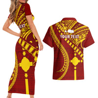 Personalised Fiji Rotuma Couples Matching Short Sleeve Bodycon Dress and Hawaiian Shirt Fijian Tapa Pattern - Wonder Print Shop