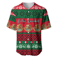 Personalised Mexico Christmas Baseball Jersey Feliz Navidad Mexican Pattern - Wonder Print Shop