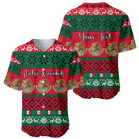 Personalised Mexico Christmas Baseball Jersey Feliz Navidad Mexican Pattern - Wonder Print Shop