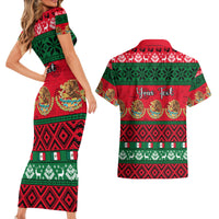 Personalised Mexico Christmas Couples Matching Short Sleeve Bodycon Dress and Hawaiian Shirt Feliz Navidad Mexican Pattern - Wonder Print Shop