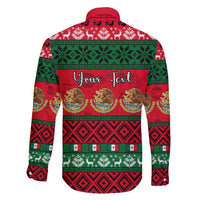 Personalised Mexico Christmas Family Matching Off Shoulder Long Sleeve Dress and Hawaiian Shirt Feliz Navidad Mexican Pattern - Wonder Print Shop