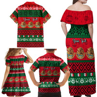 Personalised Mexico Christmas Family Matching Off Shoulder Maxi Dress and Hawaiian Shirt Feliz Navidad Mexican Pattern - Wonder Print Shop