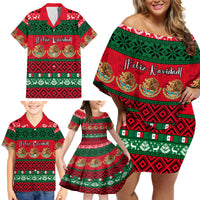 Personalised Mexico Christmas Family Matching Off Shoulder Short Dress and Hawaiian Shirt Feliz Navidad Mexican Pattern - Wonder Print Shop