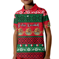 Personalised Mexico Christmas Kid Polo Shirt Feliz Navidad Mexican Pattern - Wonder Print Shop